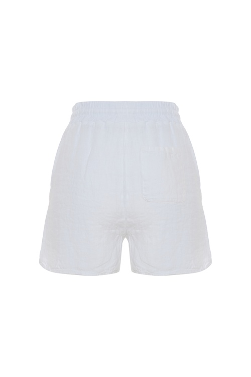  RELAX FIT BELİ LASTİKLİ KETEN ŞORT