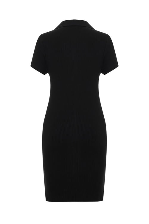  POLO YAKA DAR MİNİ ELBİSE