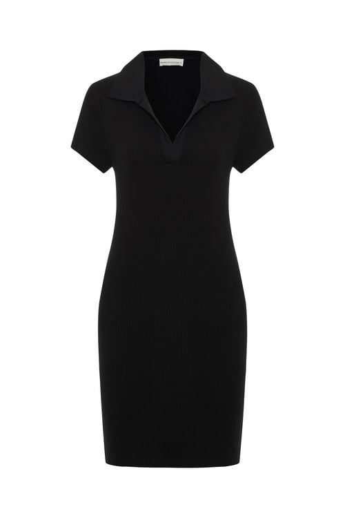  POLO YAKA DAR MİNİ ELBİSE