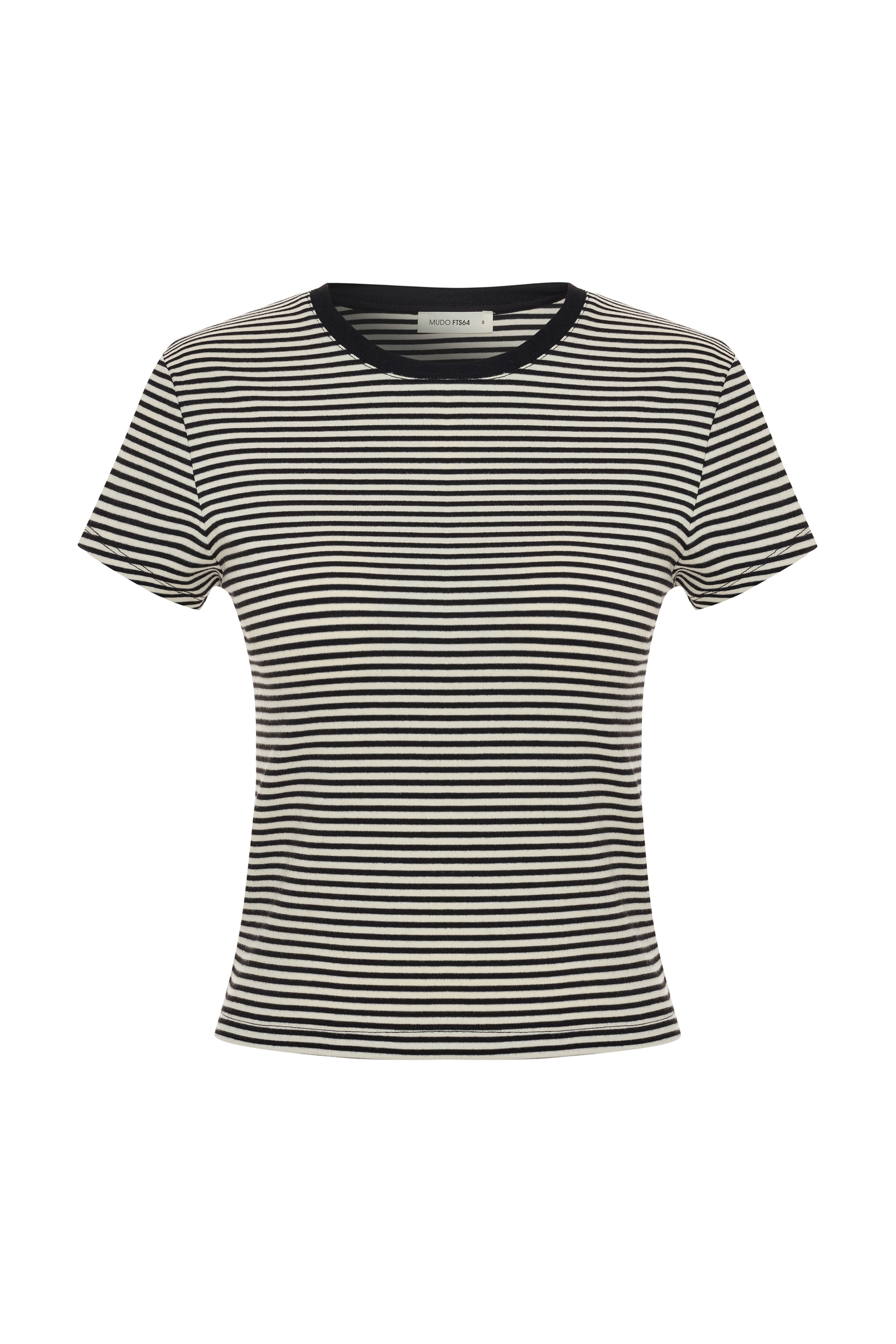 ÇİZGİLİ FITTED BİSİKLET YAKA T-SHIRT