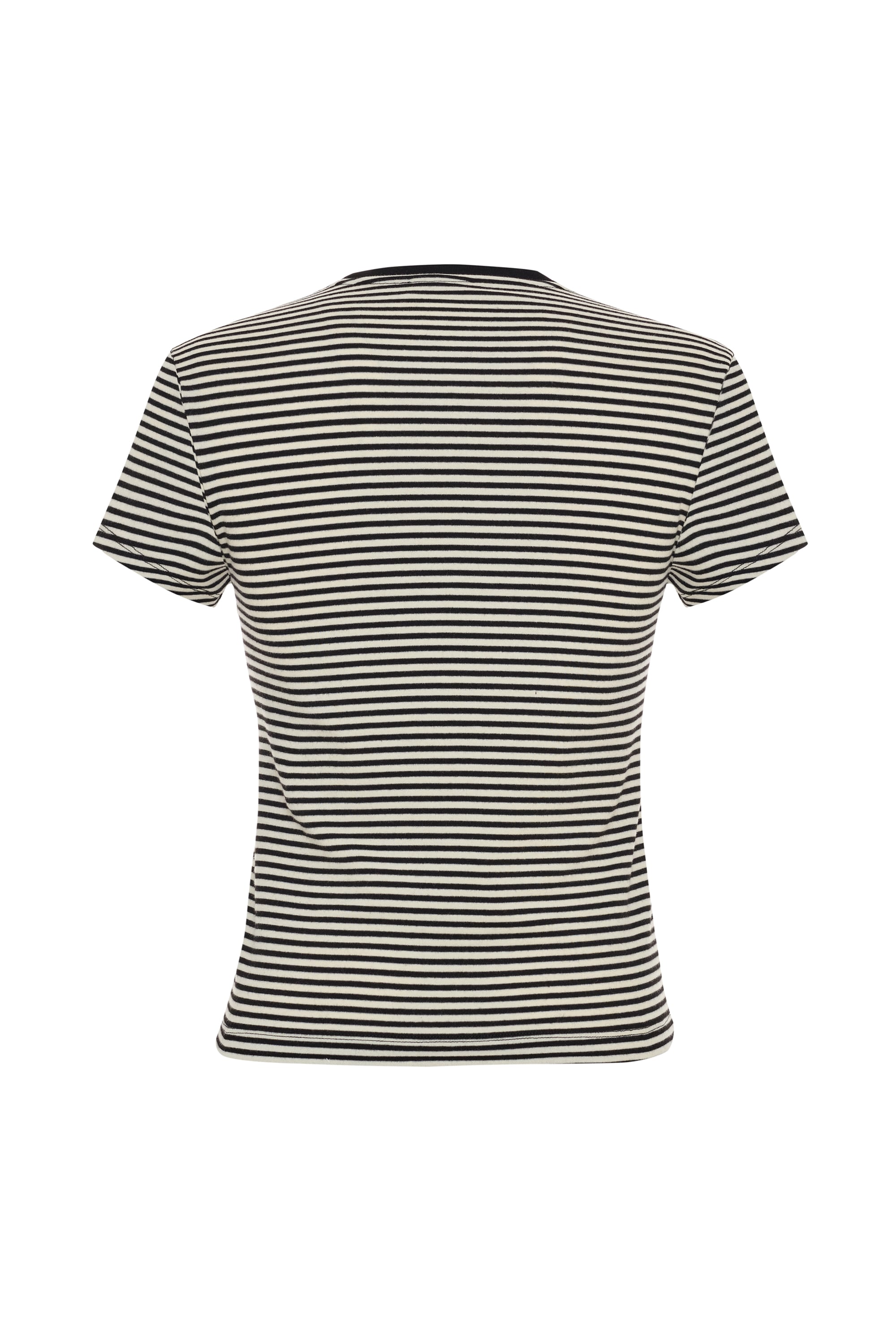 ÇİZGİLİ FITTED BİSİKLET YAKA T-SHIRT