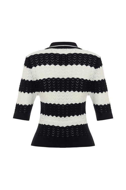  ÇİZGİLİ POLO YAKA KISA KOLLU TRİKO KAZAK