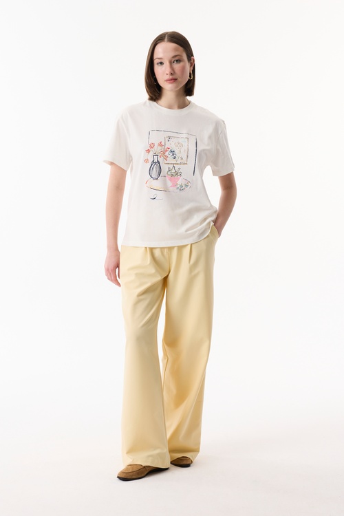 BASKILI BİSİKLET YAKA KISA KOLLU T-SHIRT