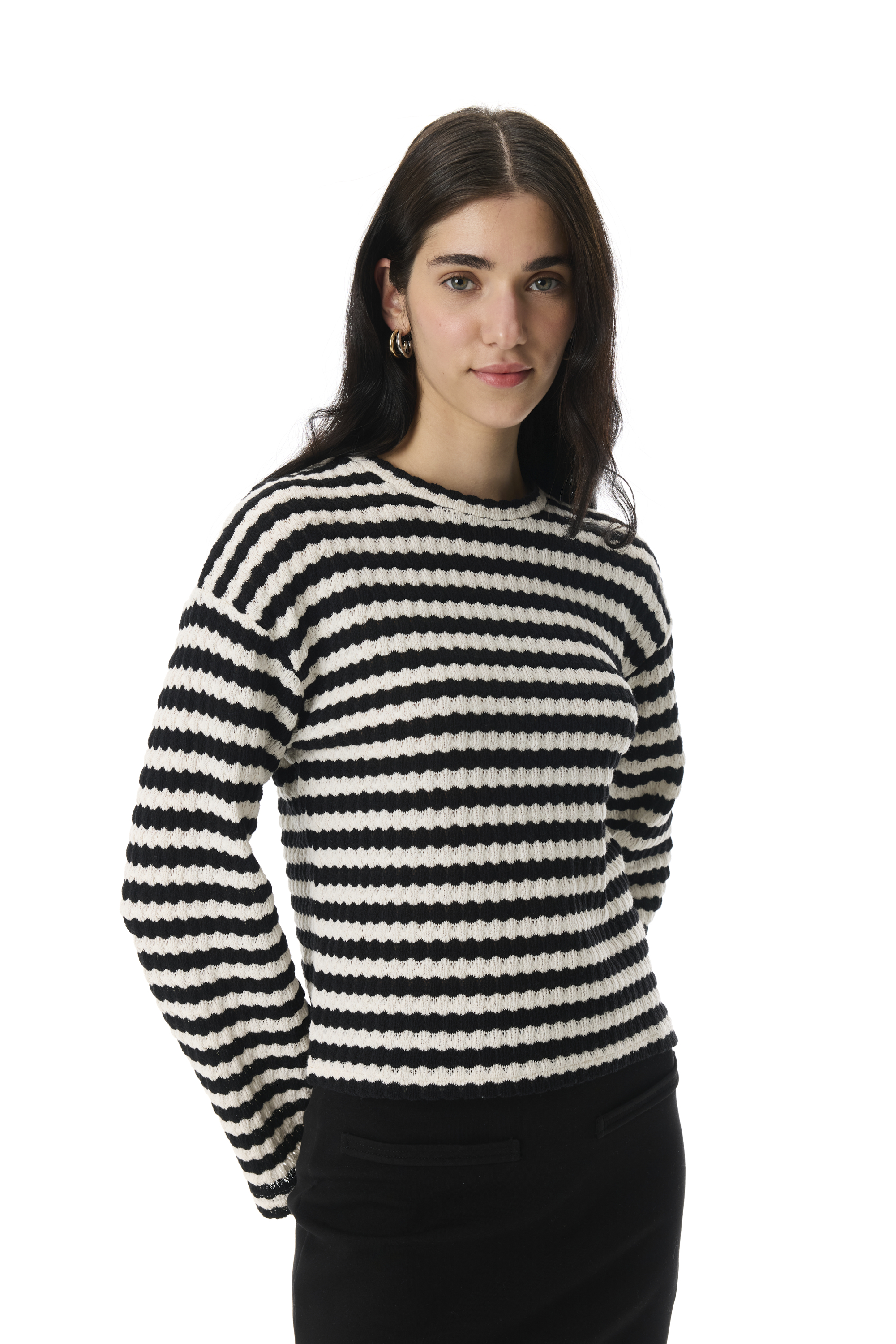 ÇİZGİLİ BİSİKLET YAKA KAZAK