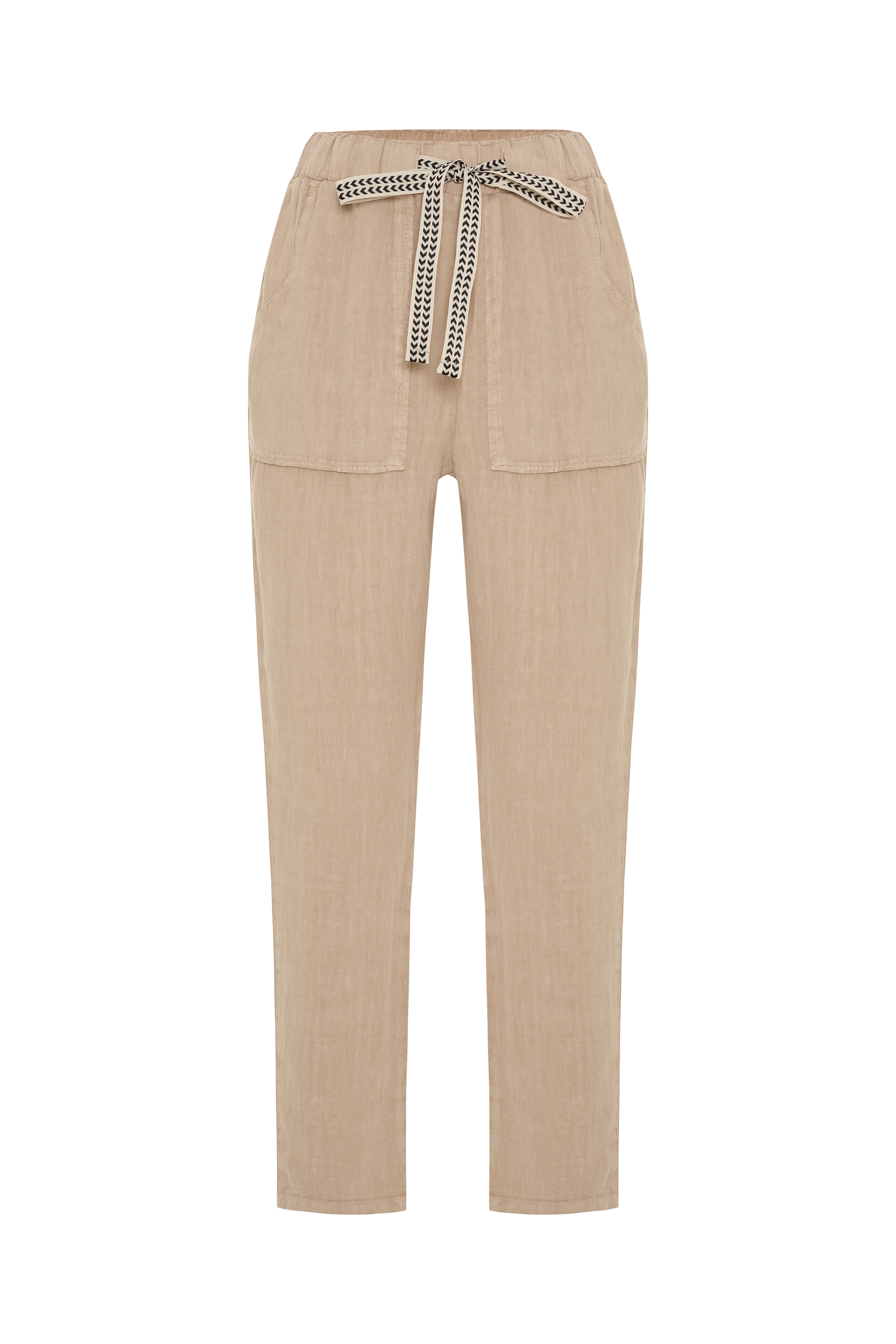 STRAIGHT FIT BELİ BAĞLAMALI KETEN PANTOLON