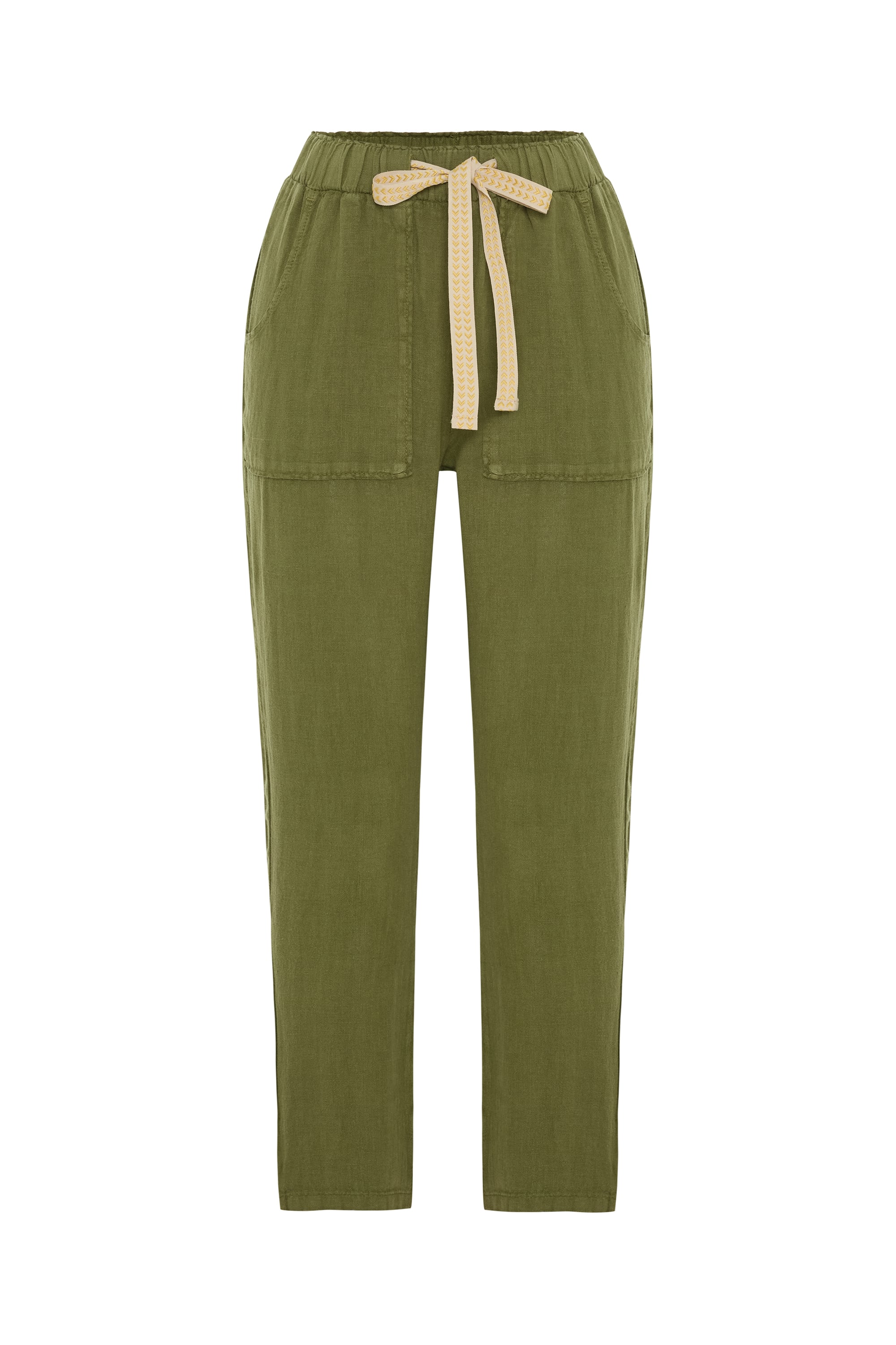 STRAIGHT FIT BELİ BAĞLAMALI KETEN PANTOLON