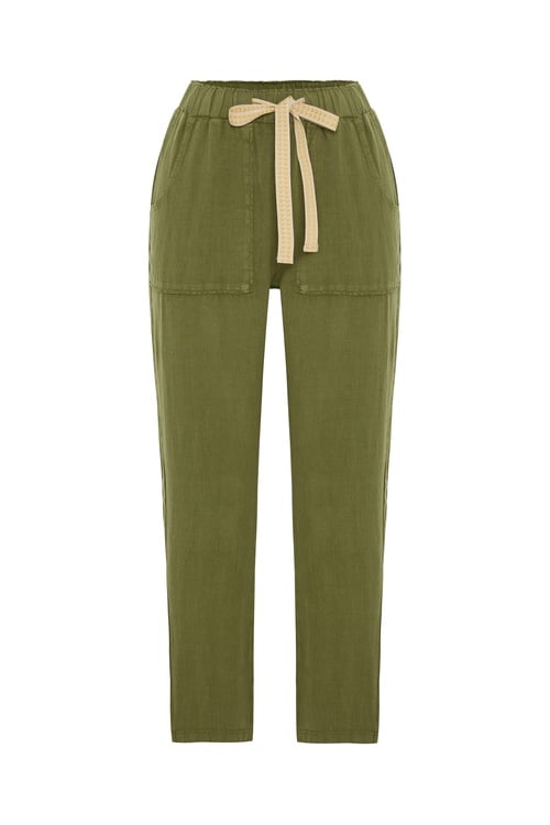  STRAIGHT FIT BELİ BAĞLAMALI KETEN PANTOLON