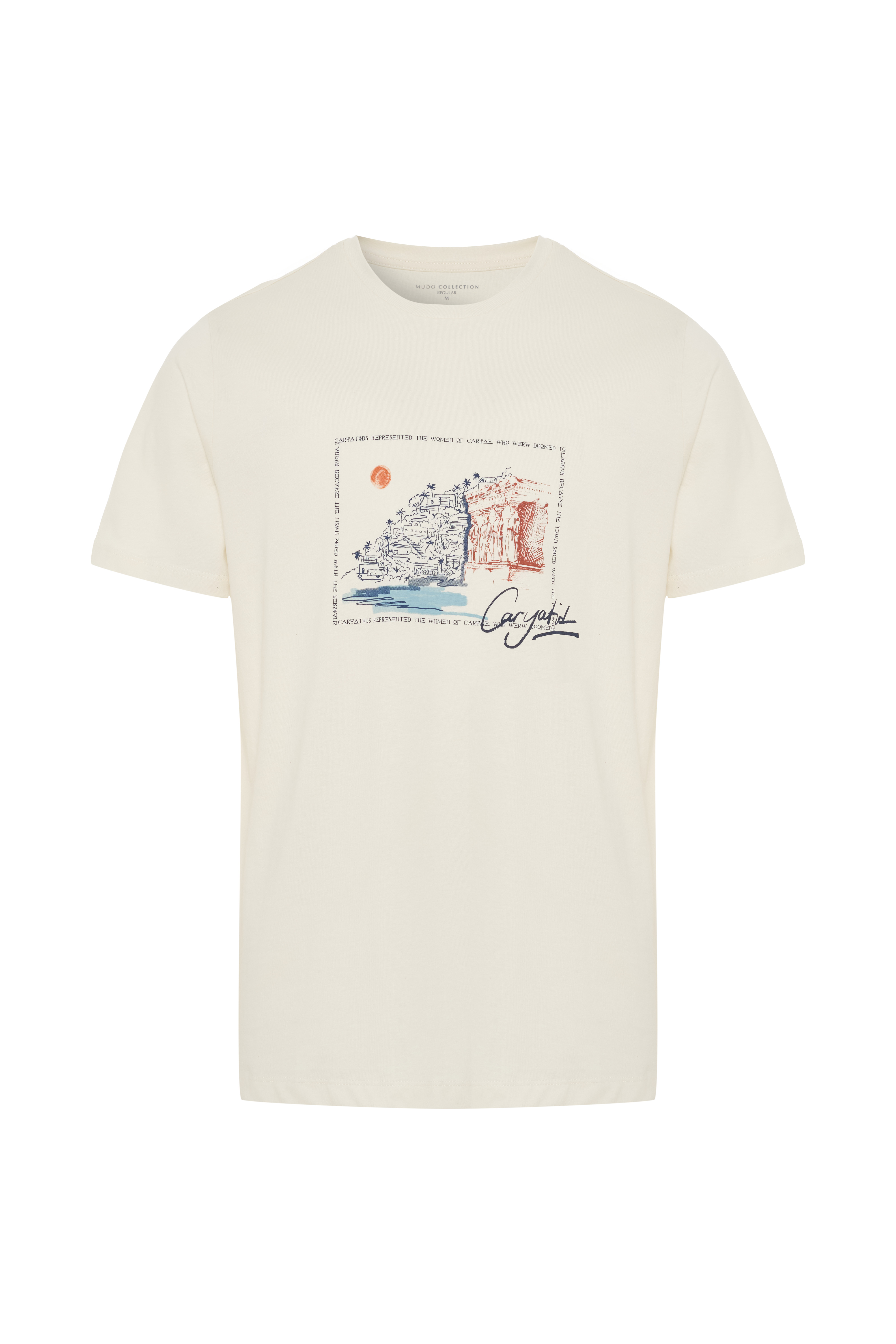 BASKILI BİSİKLET YAKA KISA KOLLU T-SHIRT