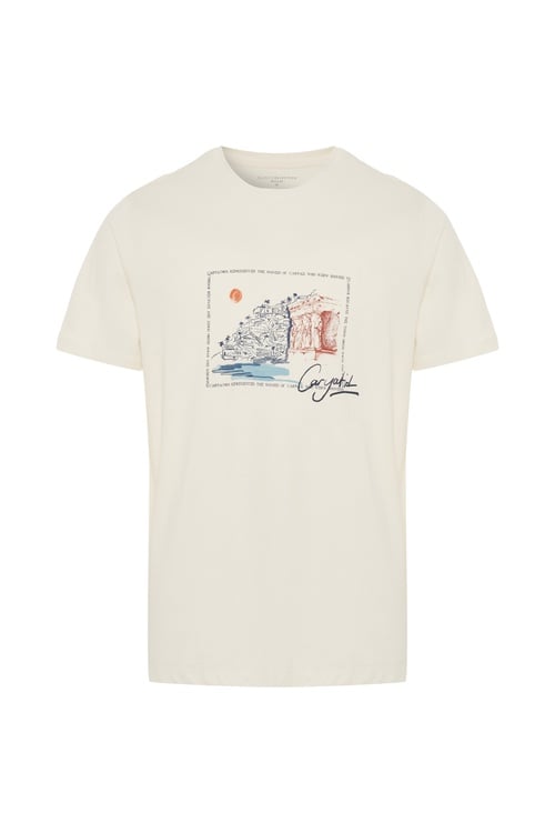 BASKILI BİSİKLET YAKA KISA KOLLU T-SHIRT