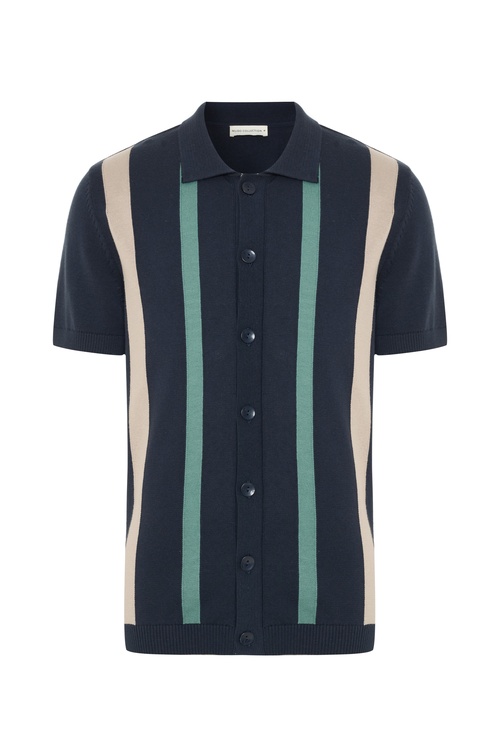  ÇİZGİLİ REGULAR FIT KISA KOLLU TRİKO GÖMLEK