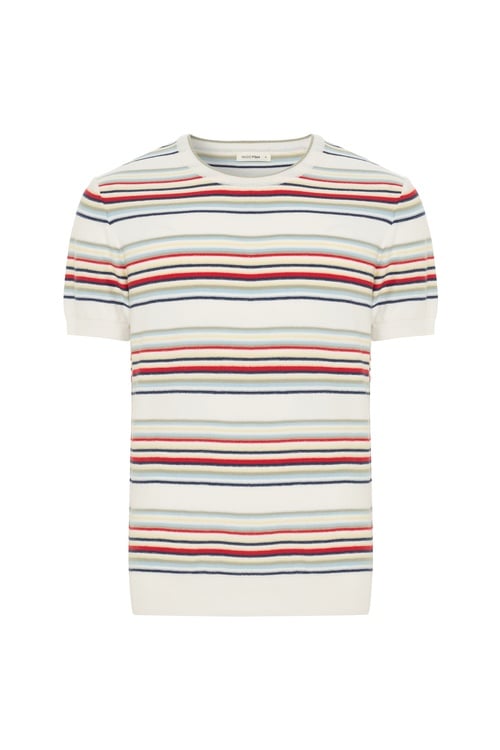  ÇİZGİLİ BİSİKLET YAKA KISA KOLLU TRİKO KAZAK