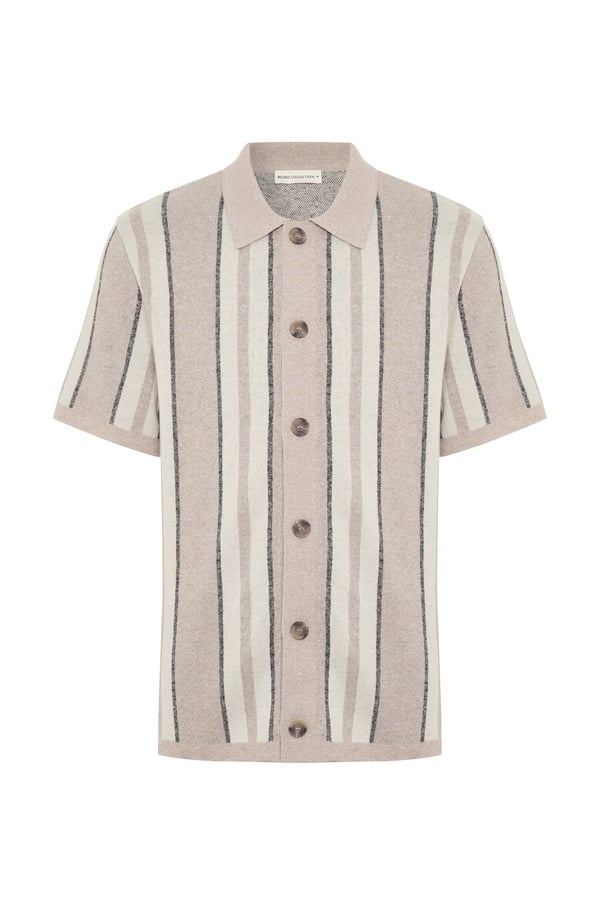 ÇİZGİLİ POLO YAKA KISA KOLLU TRİKO HIRKA