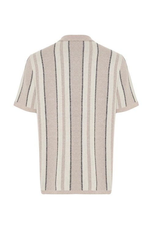  ÇİZGİLİ POLO YAKA KISA KOLLU TRİKO HIRKA
