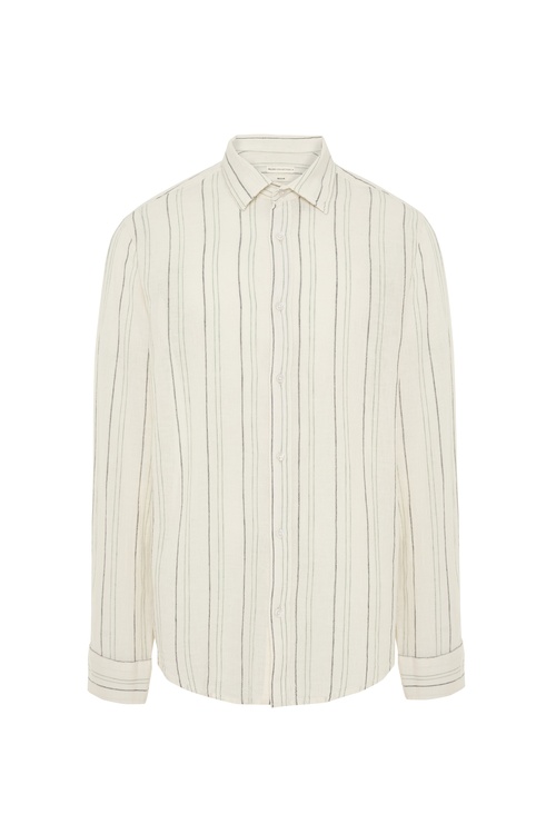  REGULAR FIT KETEN KARIŞIMLI ÇİZGİLİ UZUN KOLLU GÖMLEK