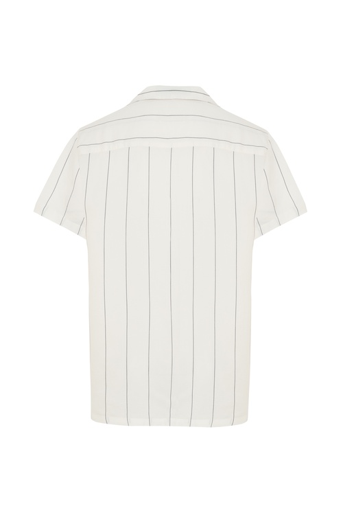  REGULAR FIT ÇİZGİLİ KISA KOLLU LİYOSEL GÖMLEK