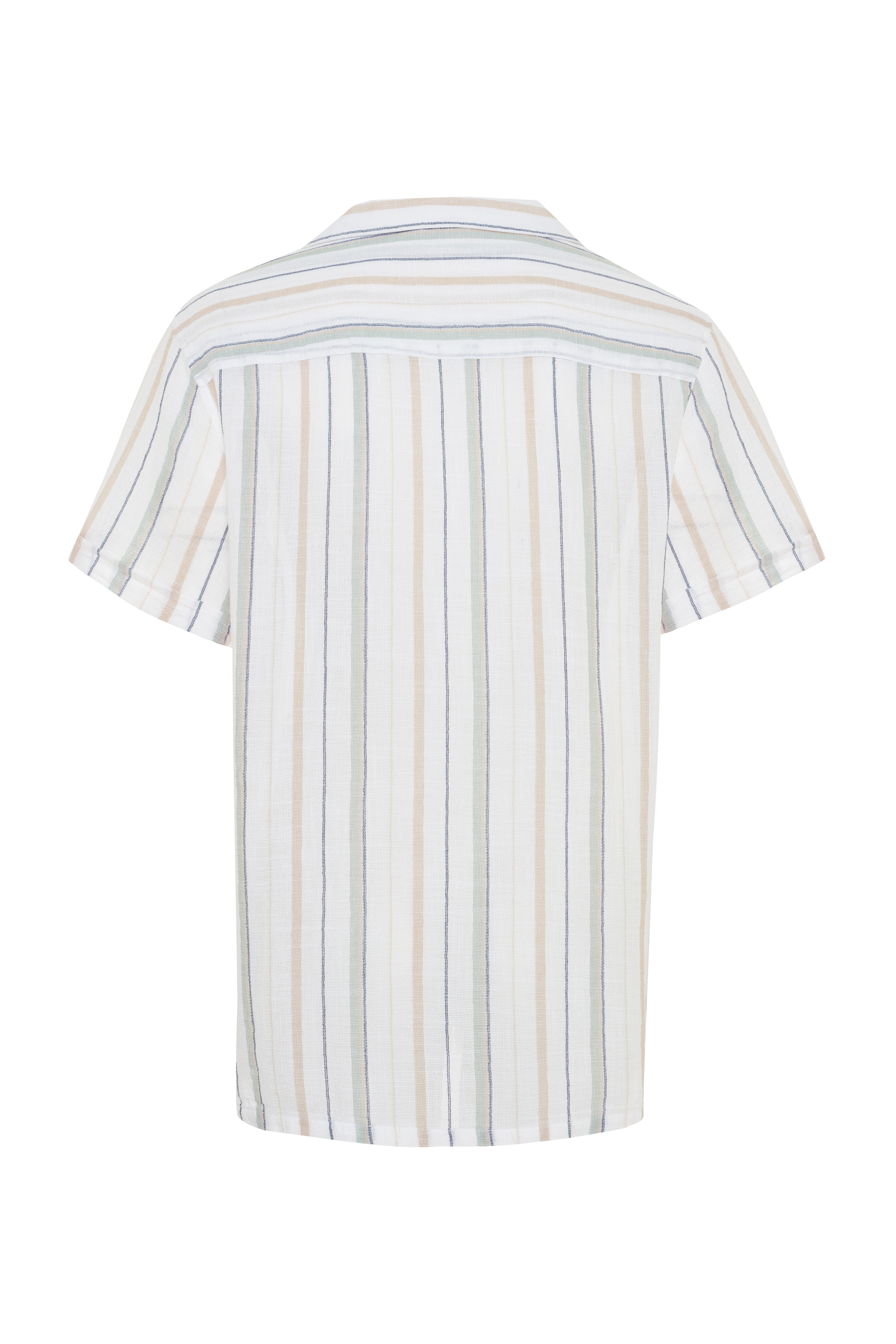 REGULAR FIT RESORT YAKA ÇİZGİLİ KISA KOLLU GÖMLEK