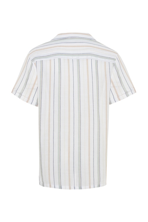  REGULAR FIT RESORT YAKA ÇİZGİLİ KISA KOLLU GÖMLEK