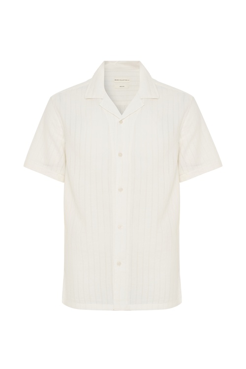  ÇİZGİLİ REGULAR FIT RESORT YAKA KISA KOLLU GÖMLEK