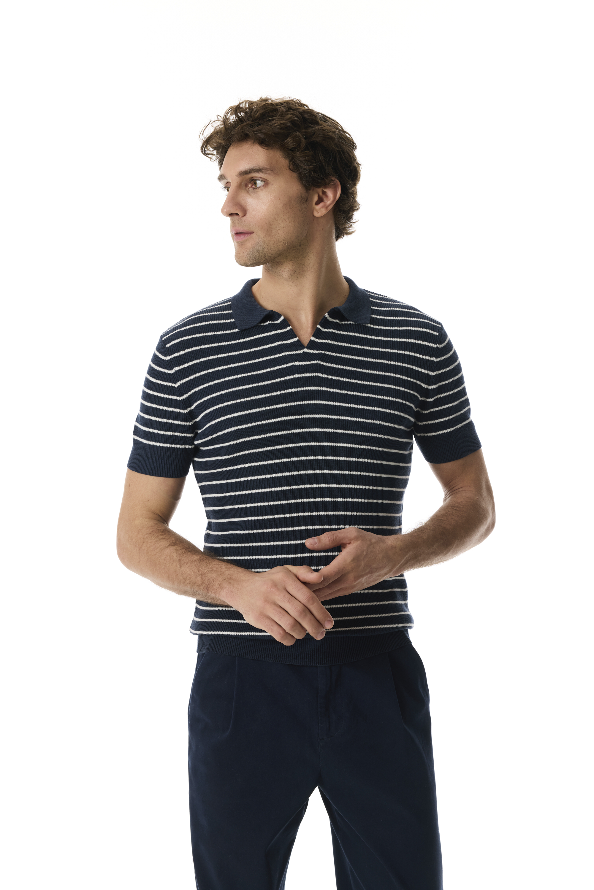 ÇİZGİLİ POLO YAKA KISA KOLLU TRİKO KAZAK