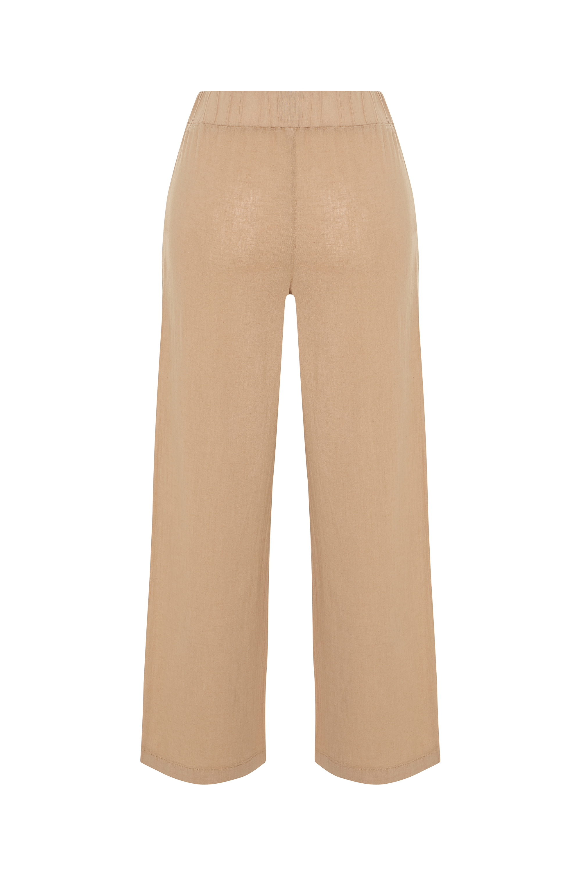 KETEN KARIŞIMLI BELİ LASTİKLİ STRAIGHT FIT PANTOLON