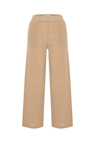 Mudo Keten Karışımlı Beli Lastikli Straight Fit Pantolon