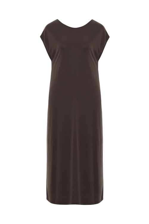  MODAL KARIŞIMLI KISA KOLLU MİDİ ELBİSE