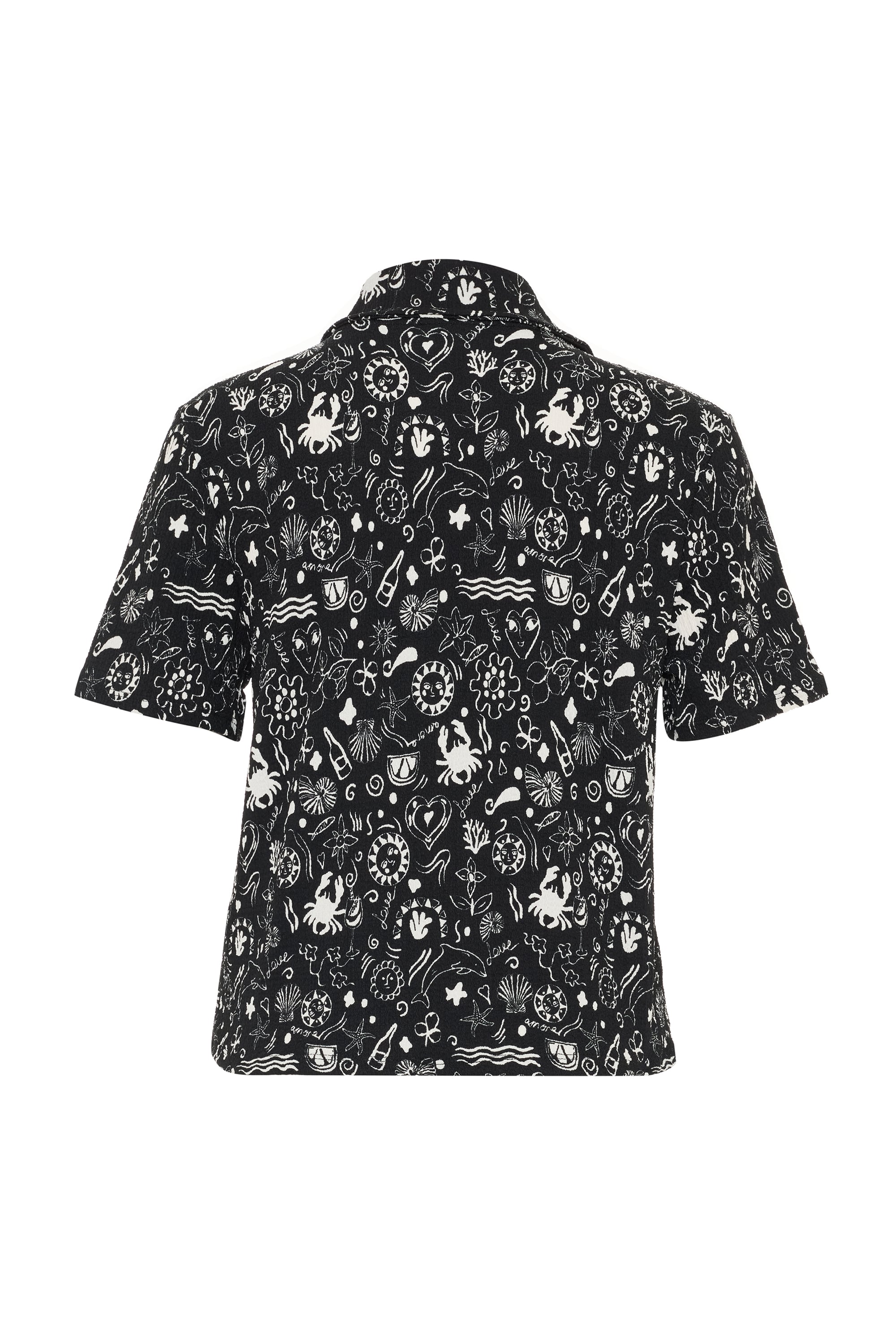 BASKILI KISA KOLLU GÖMLEK