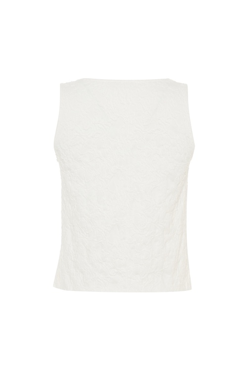  DOKULU FİYONKLU KOLSUZ BLUZ