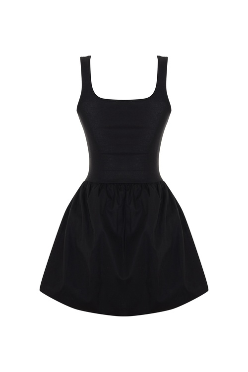  KARE YAKA A KESİM MİNİ ELBİSE