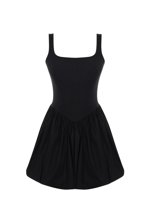  KARE YAKA A KESİM MİNİ ELBİSE