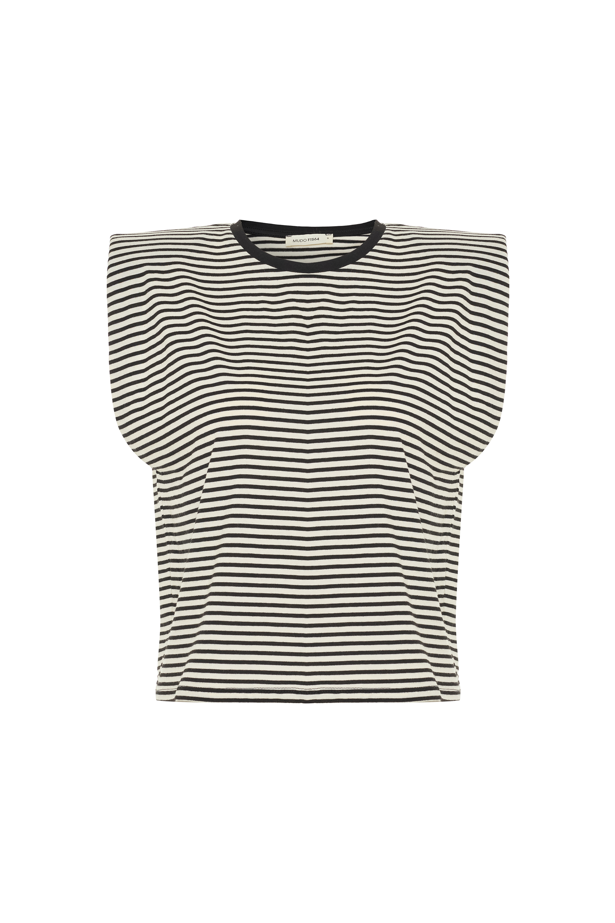 ÇİZGİLİ BİSİKLET YAKA KOLSUZ T-SHIRT