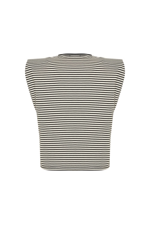  ÇİZGİLİ BİSİKLET YAKA KOLSUZ T-SHIRT