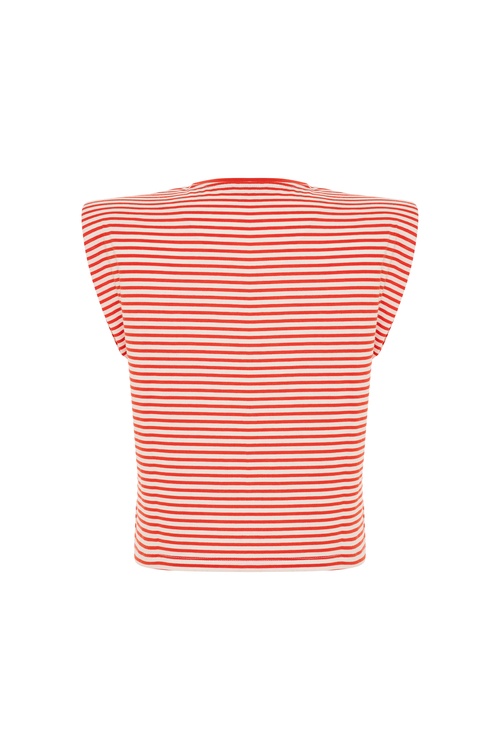  ÇİZGİLİ BİSİKLET YAKA KOLSUZ T-SHIRT