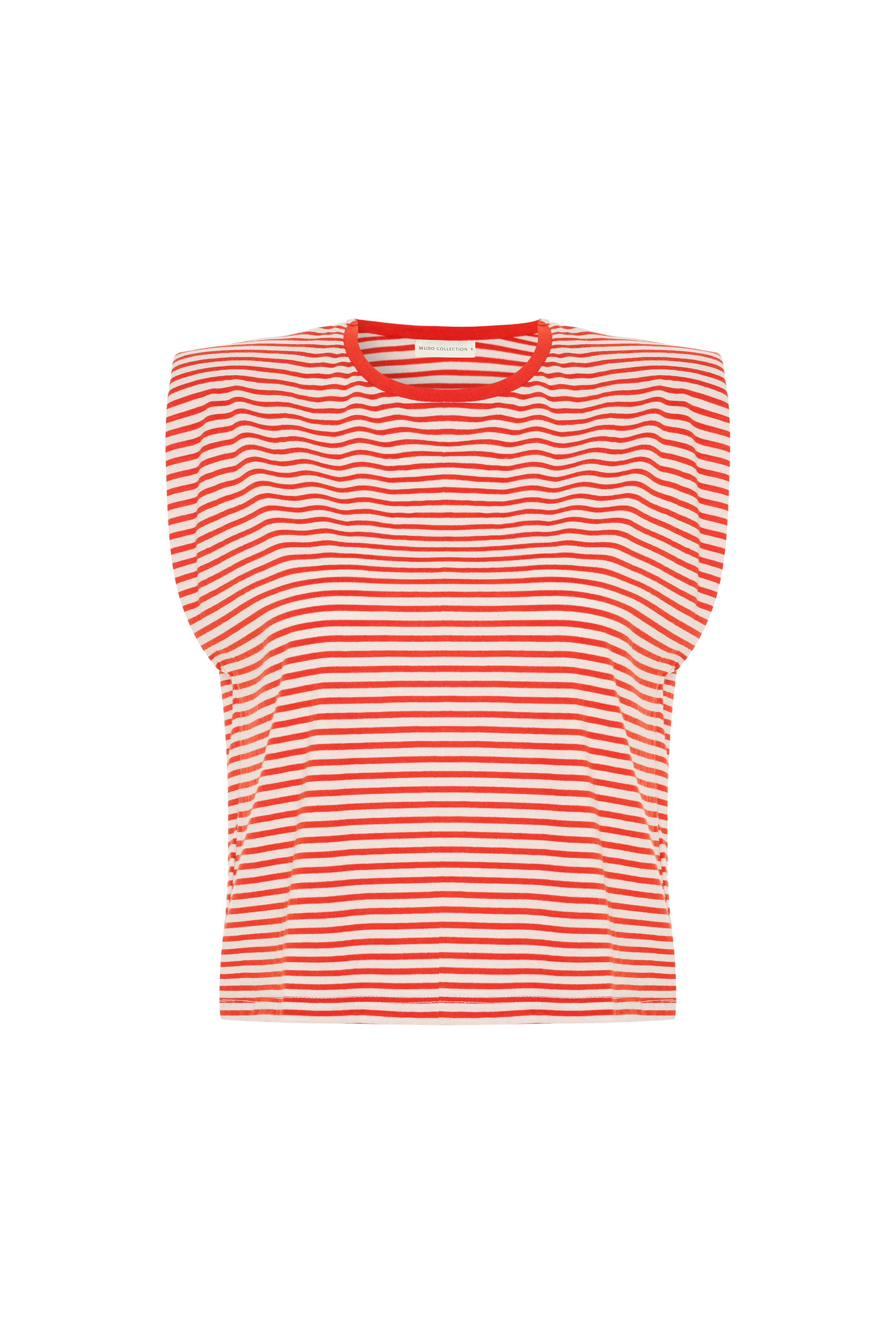 ÇİZGİLİ BİSİKLET YAKA KOLSUZ T-SHIRT