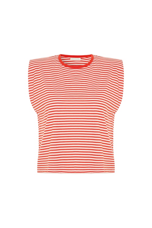  ÇİZGİLİ BİSİKLET YAKA KOLSUZ T-SHIRT