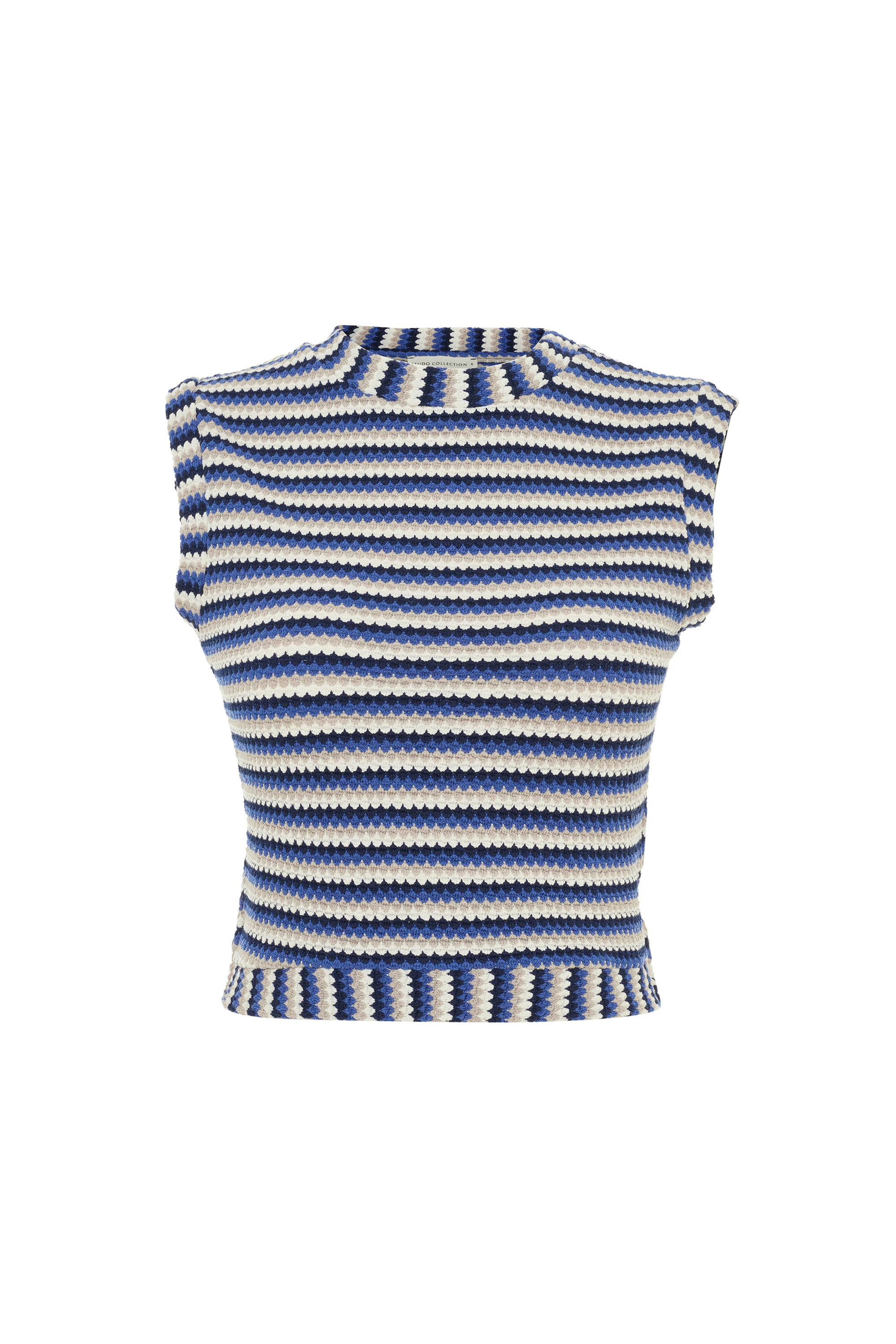 ÇİZGİLİ BİSİKLET YAKA KOLSUZ BLUZ