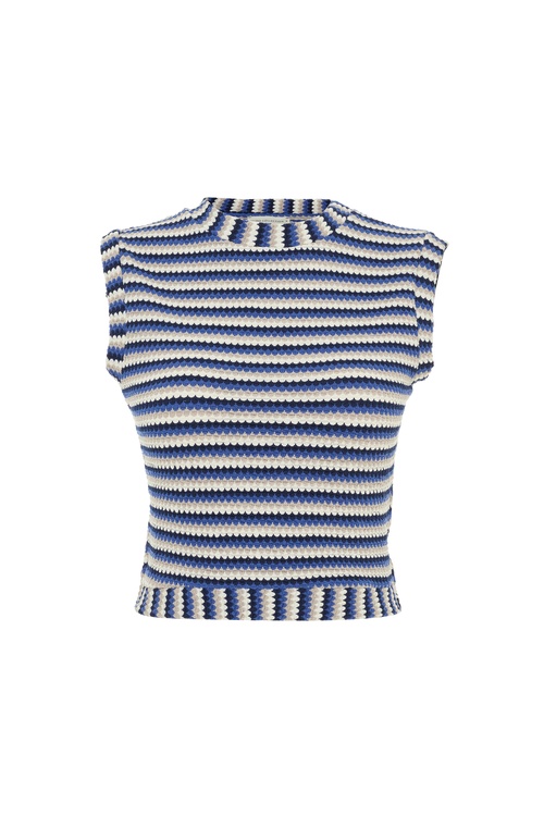  ÇİZGİLİ BİSİKLET YAKA KOLSUZ BLUZ