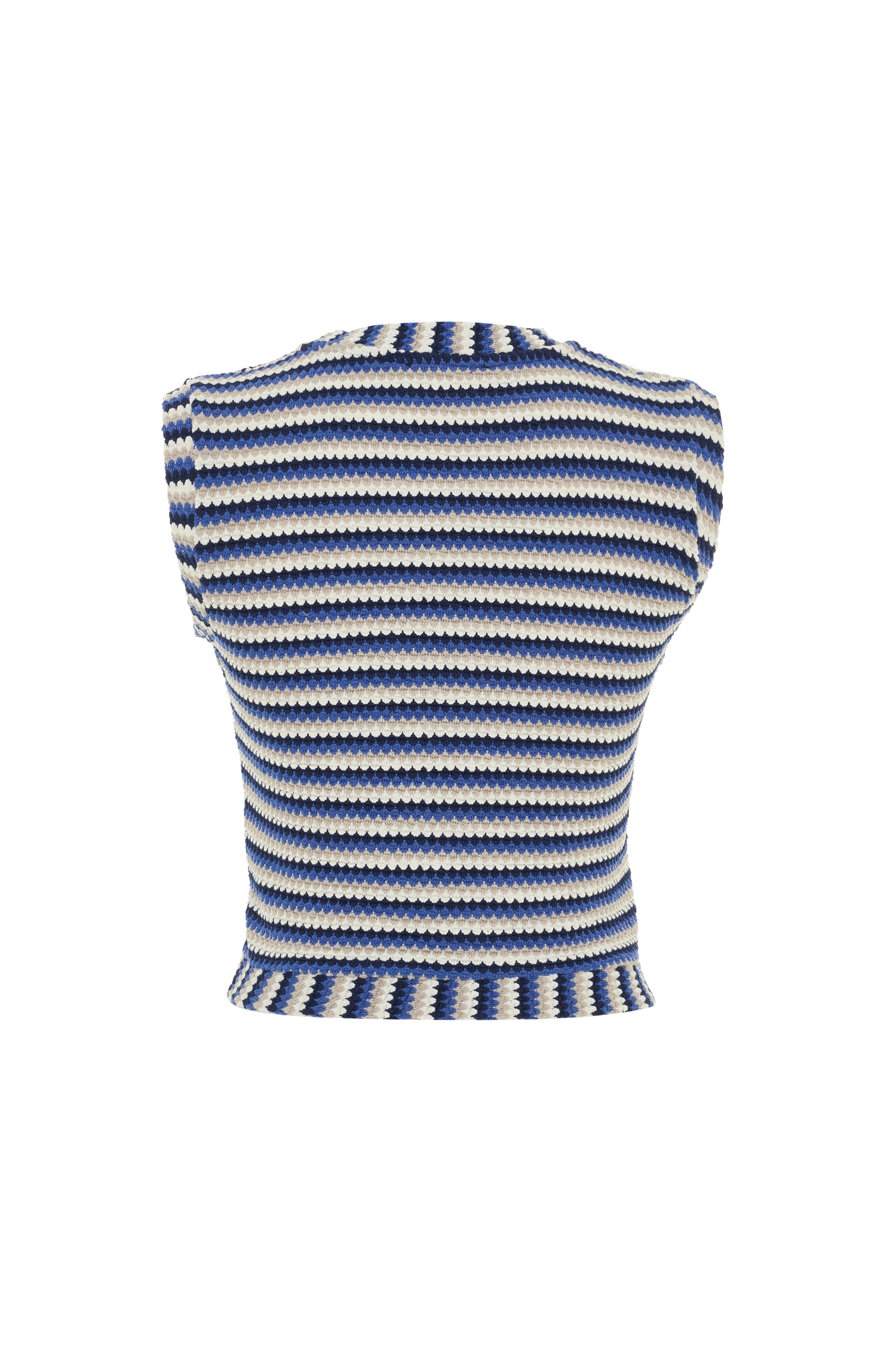 ÇİZGİLİ BİSİKLET YAKA KOLSUZ BLUZ