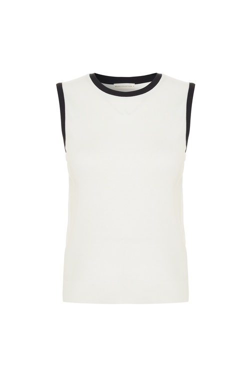  MODAL KARIŞIMLI BİSİKLET YAKA KOLSUZ BLUZ