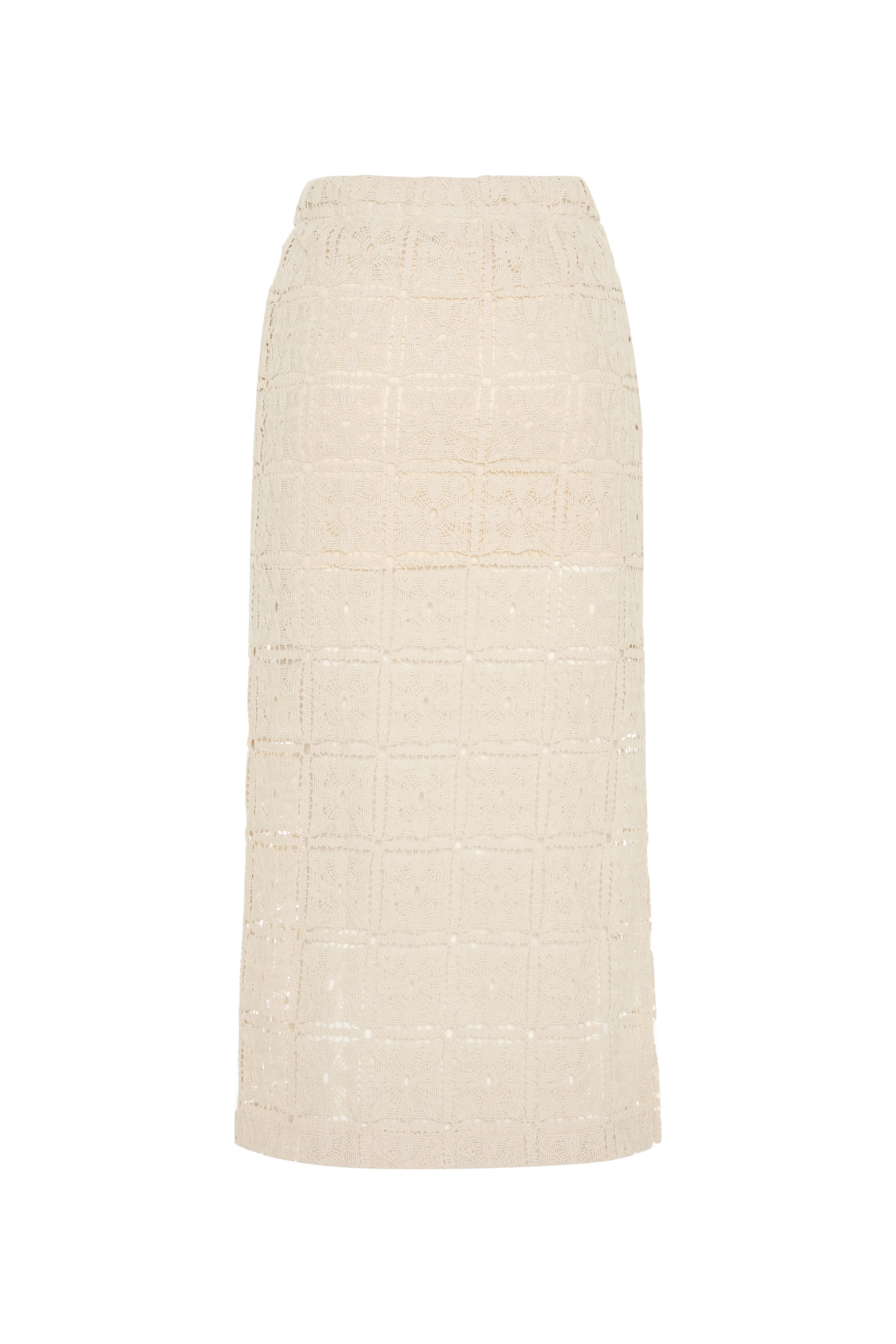 BELİ LASTİKLİ DANTELLİ MİDİ ETEK