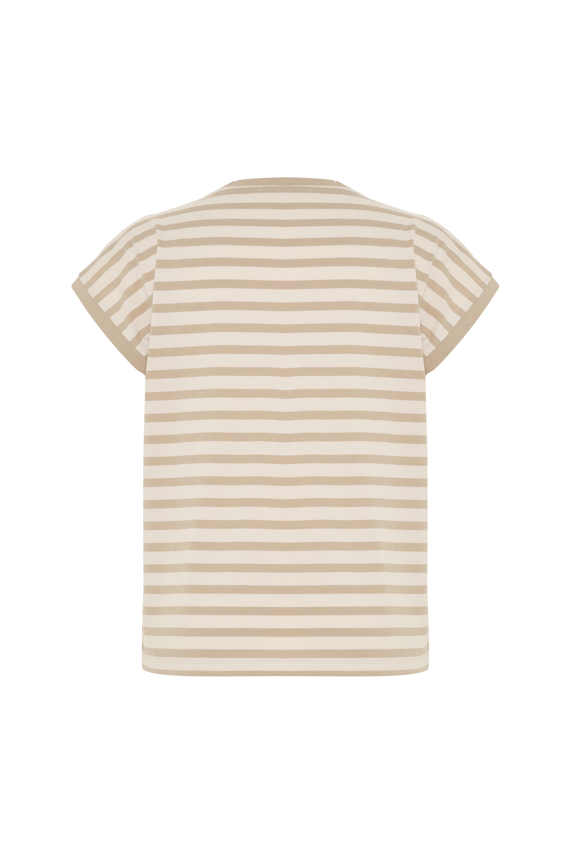 ÇİZGİLİ V YAKA KISA KOLLU T-SHIRT