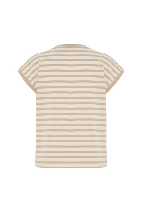  ÇİZGİLİ V YAKA KISA KOLLU T-SHIRT