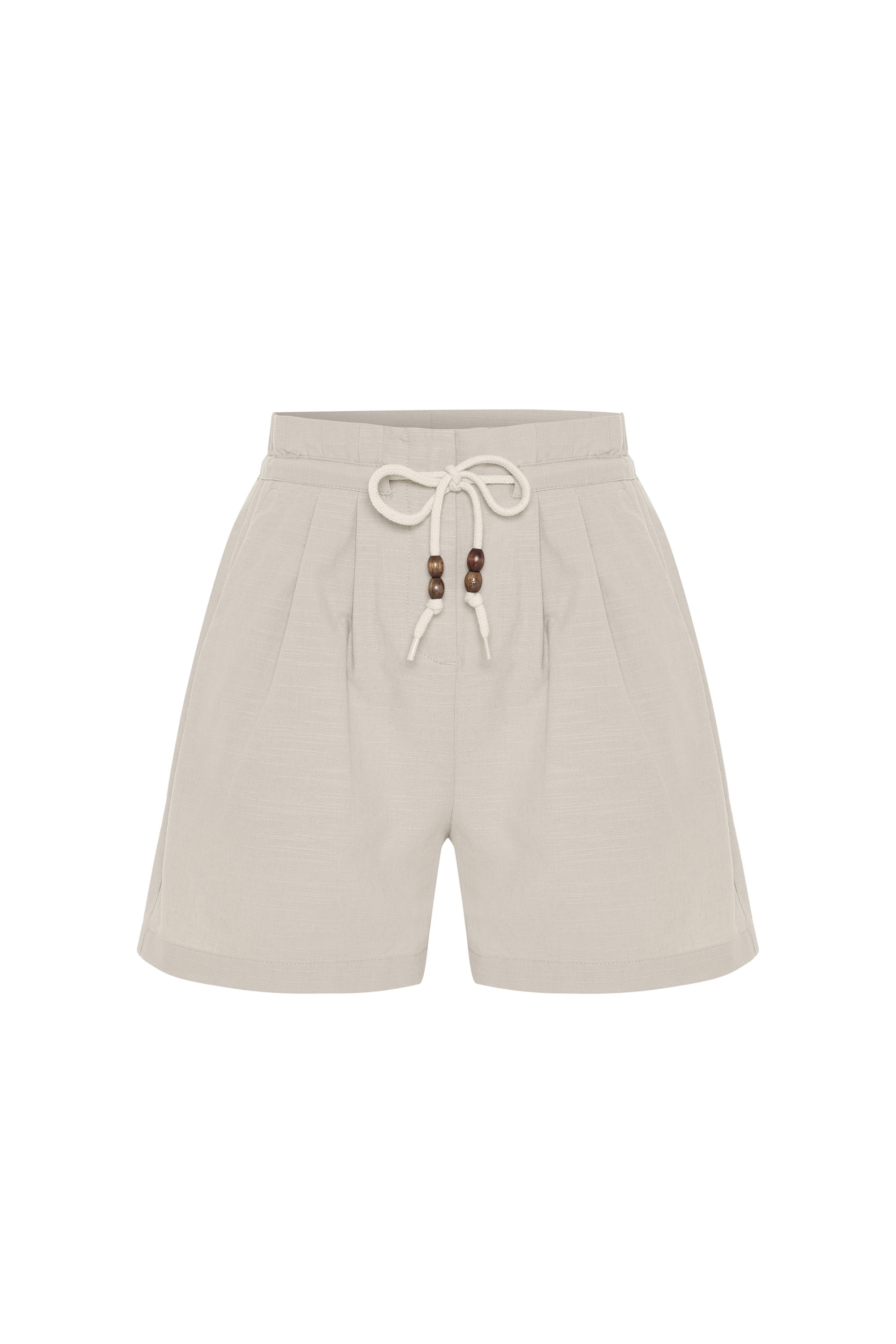 BAĞLAMA DETAYLI PİLELİ KISA ŞORT