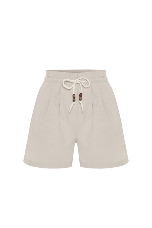  BAĞLAMA DETAYLI PİLELİ KISA ŞORT