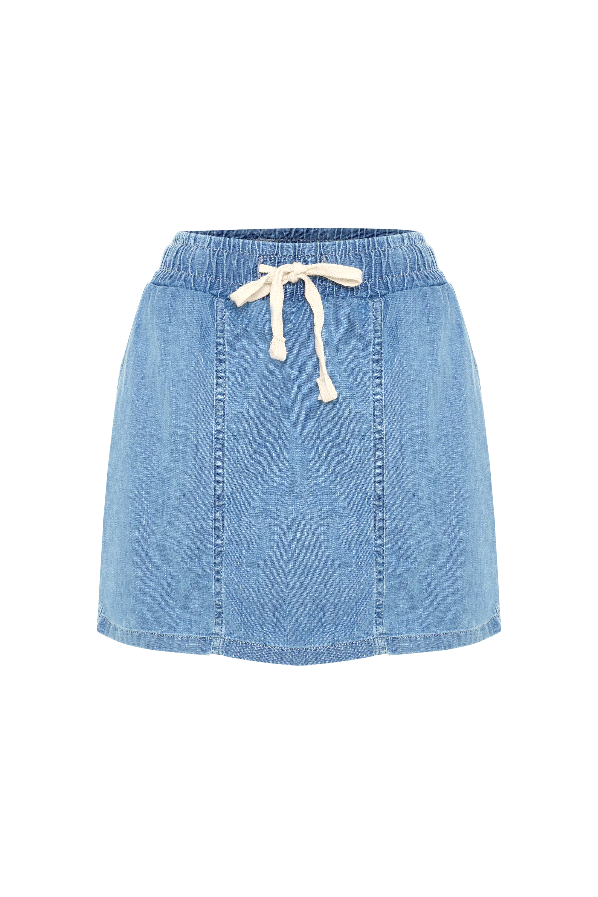 BAĞLAMA DETAYLI JEAN ŞORT ETEK
