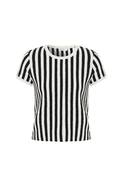  ÇİZGİLİ BİSİKLET YAKA KISA KOLLU TRİKO KAZAK