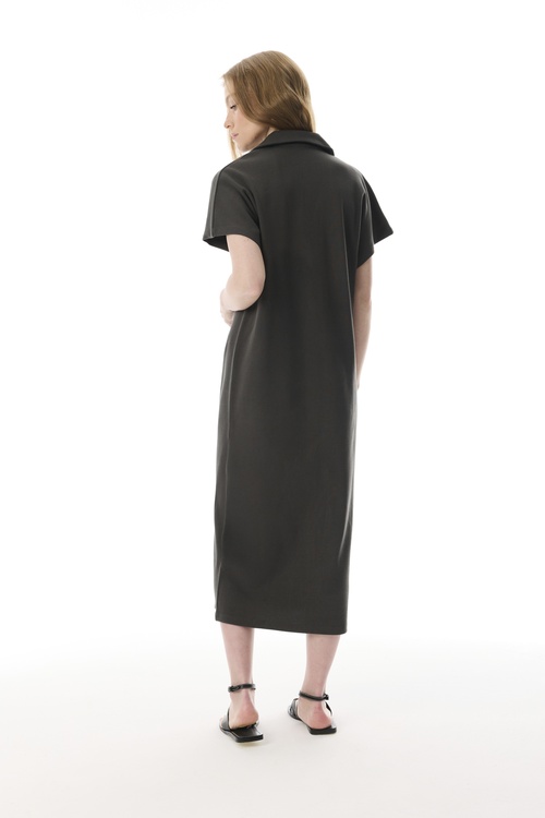  V YAKA KISA KOLLU MİDİ ELBİSE