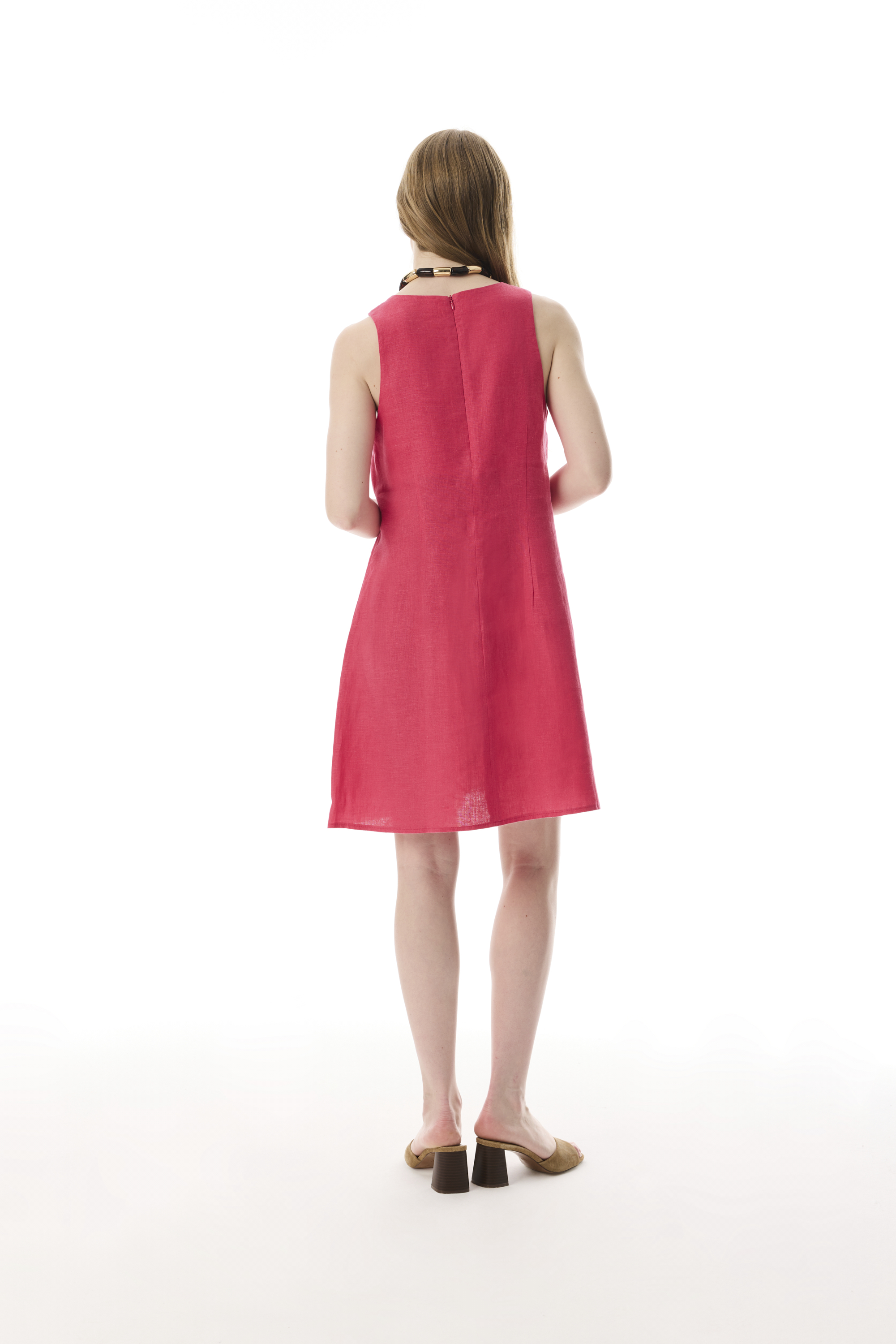 A FORM KOLSUZ KETEN MİNİ ELBİSE