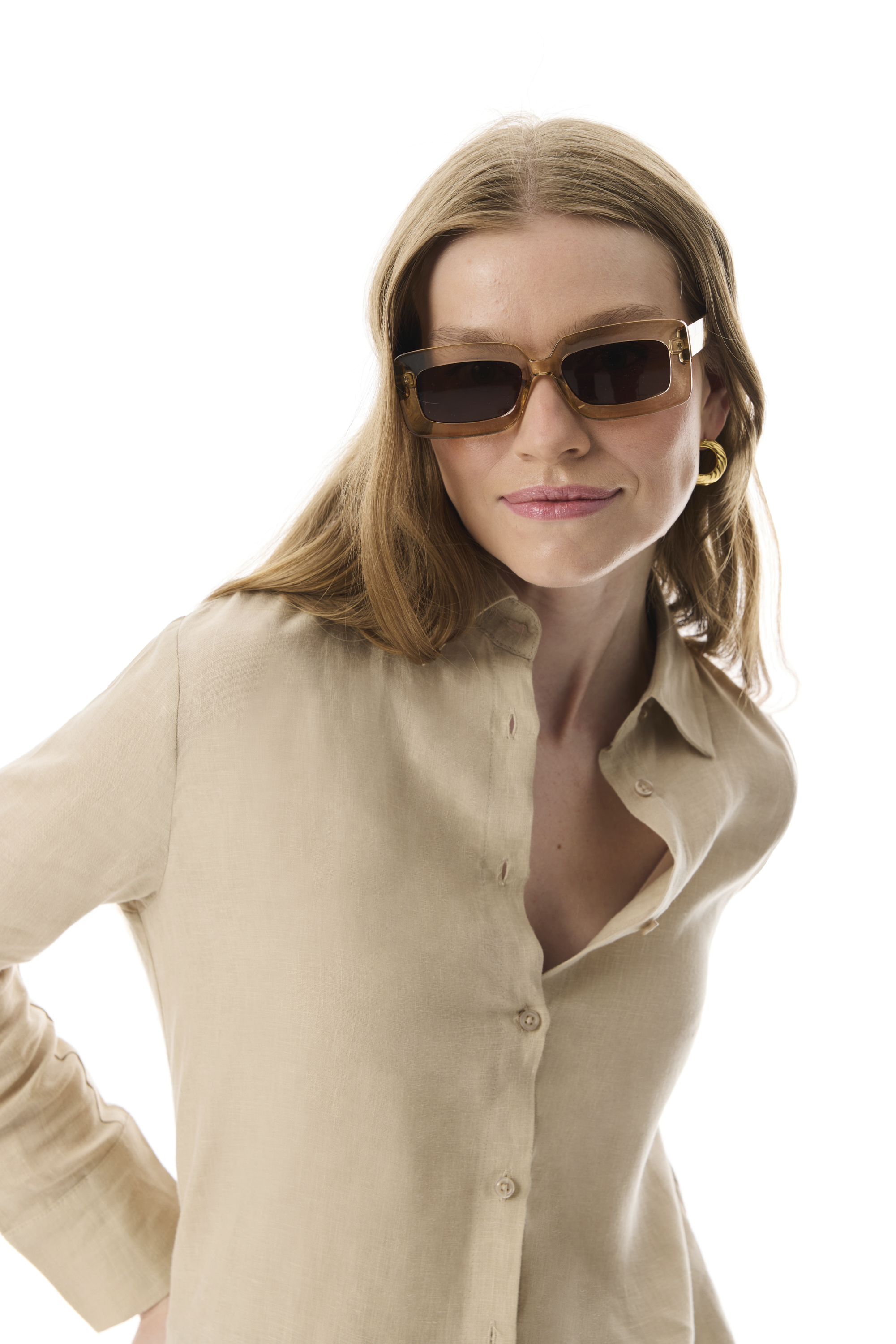 REGULAR FIT UZUN KOLLU KETEN GÖMLEK