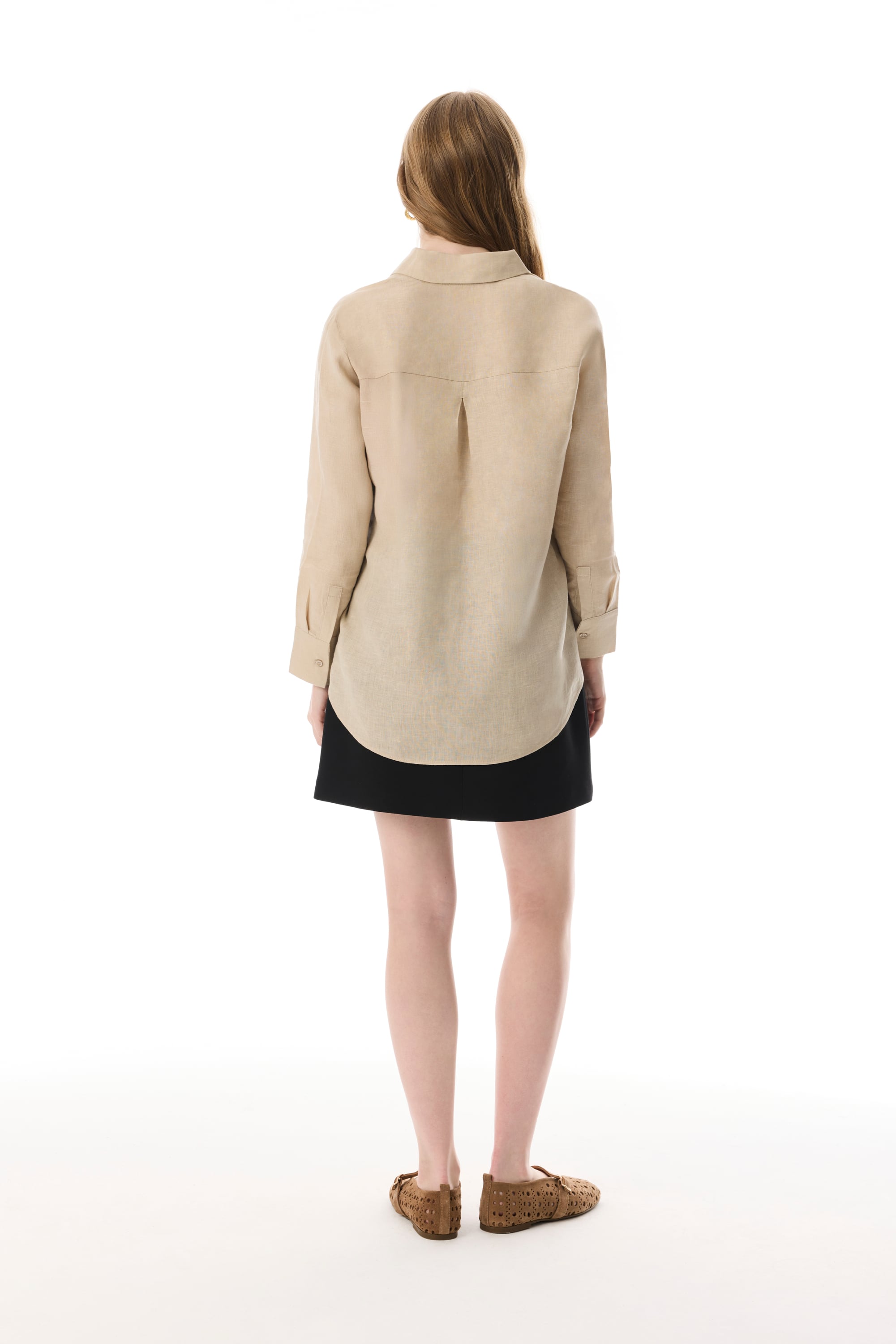 REGULAR FIT UZUN KOLLU KETEN GÖMLEK